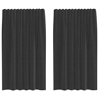 Vidaxl rideaux voile avec passe-tringles 2 pcs noir
