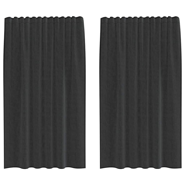 Vidaxl rideaux voile avec passe-tringles 2 pcs noir