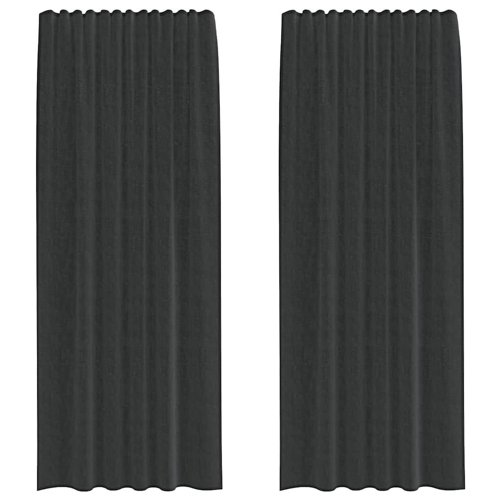 Vidaxl rideaux voile avec passe-tringles 2 pcs noir
