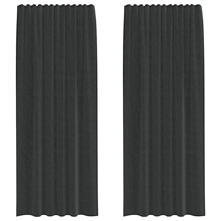Vidaxl rideaux voile avec passe-tringles 2 pcs noir