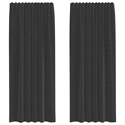 Vidaxl rideaux voile avec passe-tringles 2 pcs noir