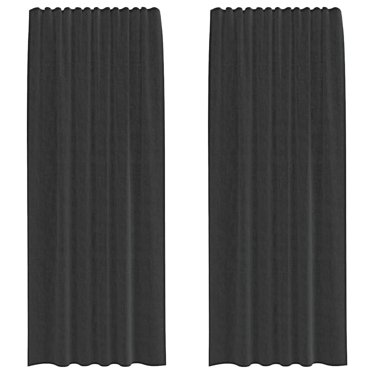 Vidaxl rideaux voile avec passe-tringles 2 pcs noir