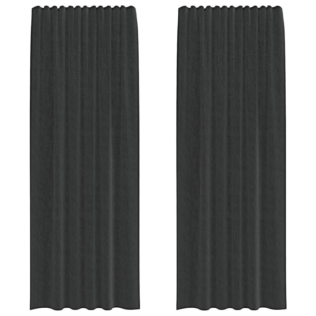 Vidaxl rideaux voile avec passe-tringles 2 pcs noir