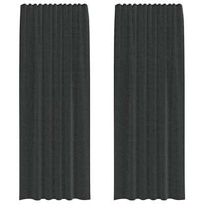 Vidaxl rideaux voile avec passe-tringles 2 pcs noir