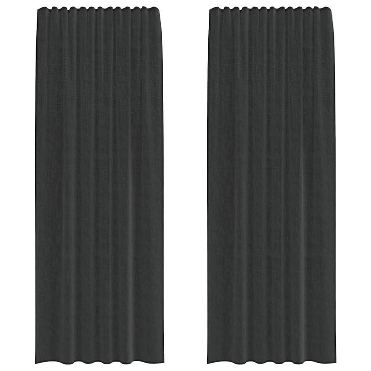 Vidaxl rideaux voile avec passe-tringles 2 pcs noir