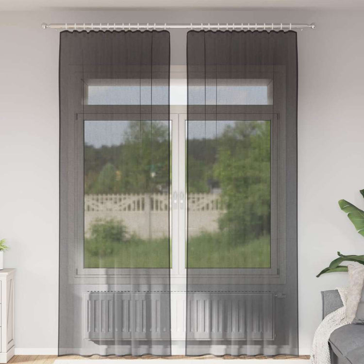 Vidaxl rideaux voile avec passe-tringles 2 pcs noir