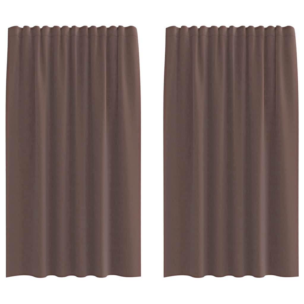 Vidaxl rideaux voile avec passe-tringles 2 pcs marron