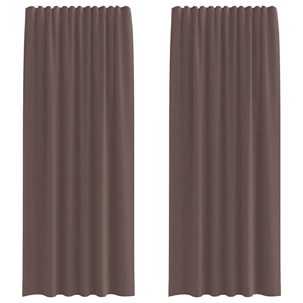 Vidaxl rideaux voile avec passe-tringles 2 pcs marron
