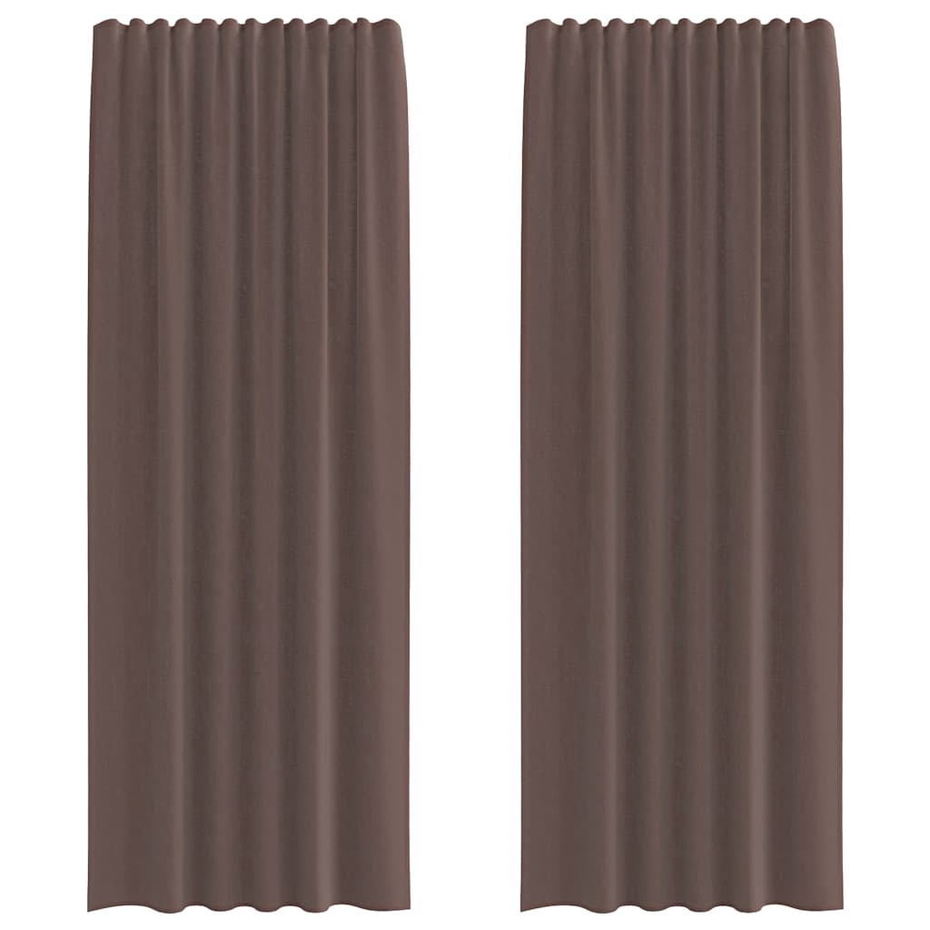 Vidaxl rideaux voile avec passe-tringles 2 pcs marron