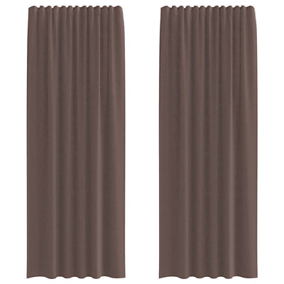 Vidaxl rideaux voile avec passe-tringles 2 pcs marron