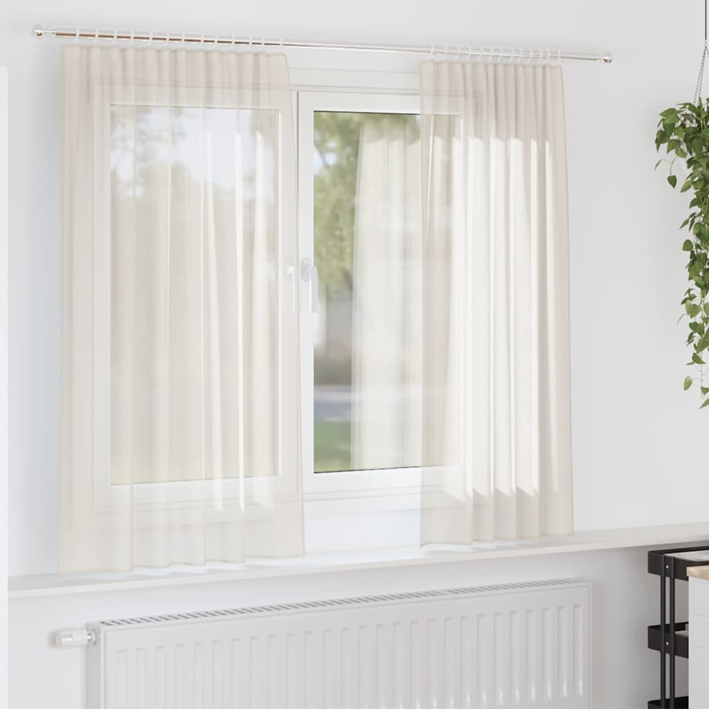 Vidaxl rideaux voile avec passe-tringles 2 pcs couleur crème