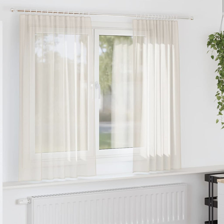 Vidaxl rideaux voile avec passe-tringles 2 pcs couleur crème