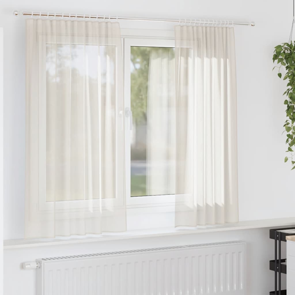 Vidaxl rideaux voile avec passe-tringles 2 pcs couleur crème