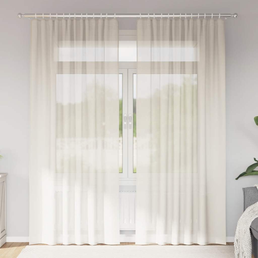 Vidaxl rideaux voile avec passe-tringles 2 pcs couleur crème