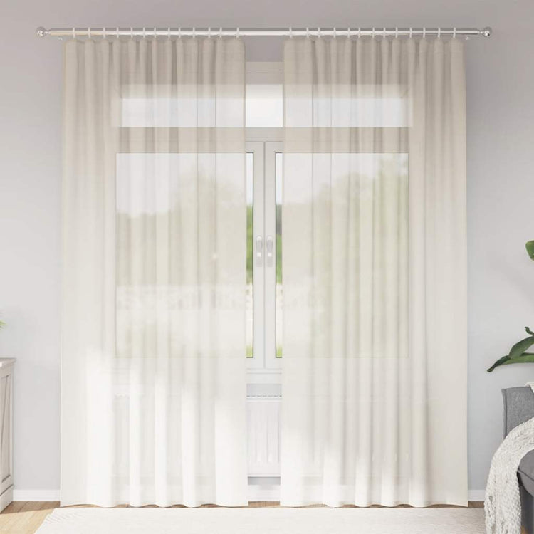 Vidaxl rideaux voile avec passe-tringles 2 pcs couleur crème