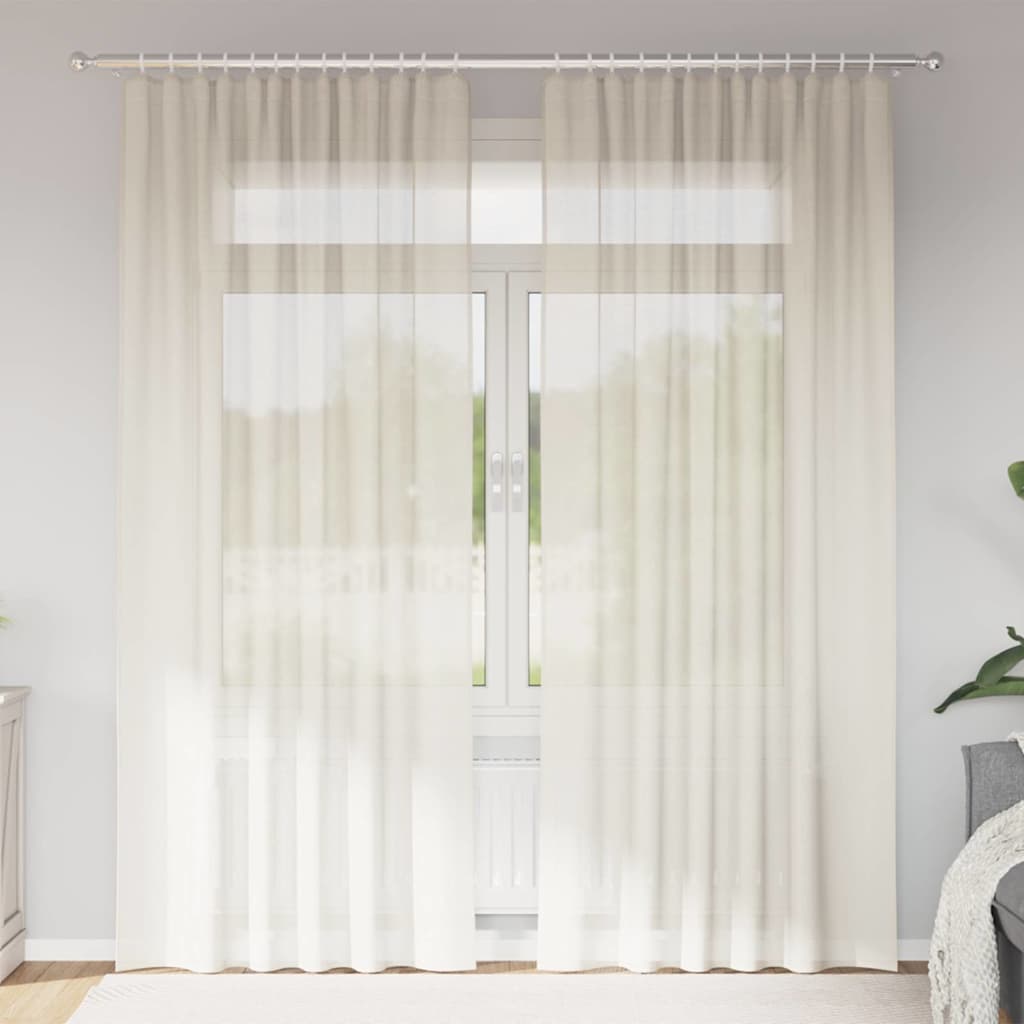 Vidaxl rideaux voile avec passe-tringles 2 pcs couleur crème