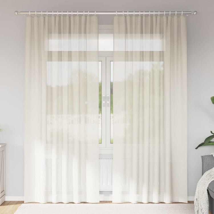 Vidaxl rideaux voile avec passe-tringles 2 pcs couleur crème