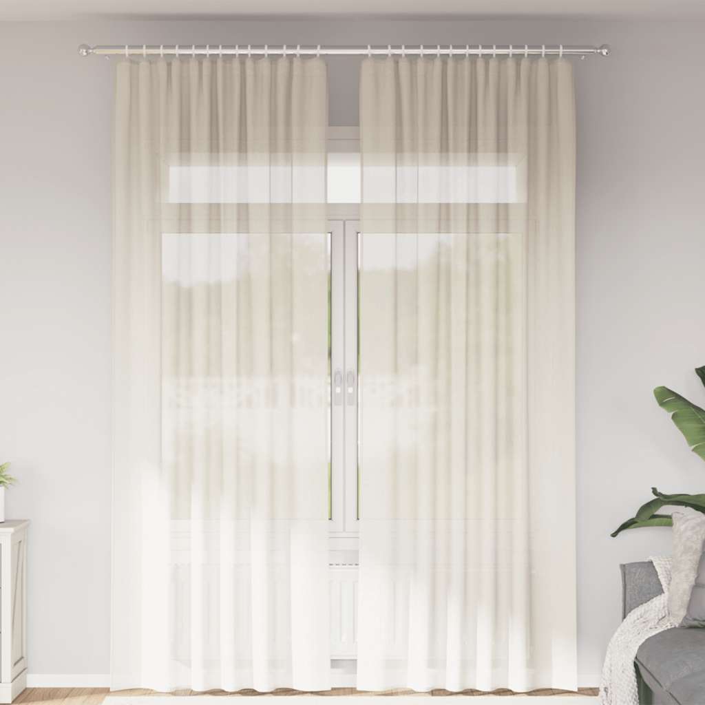 Vidaxl rideaux voile avec passe-tringles 2 pcs couleur crème