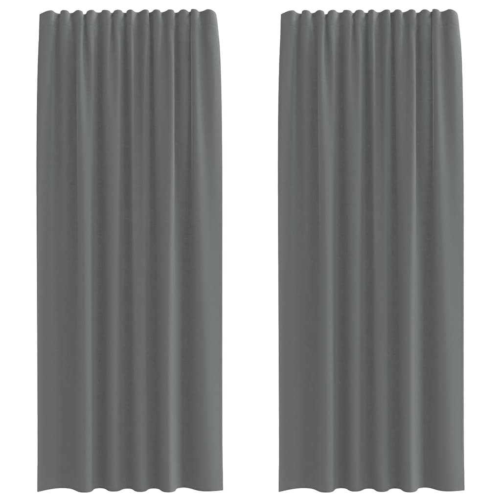 Vidaxl rideaux voile avec passe-tringles 2 pcs gris foncé