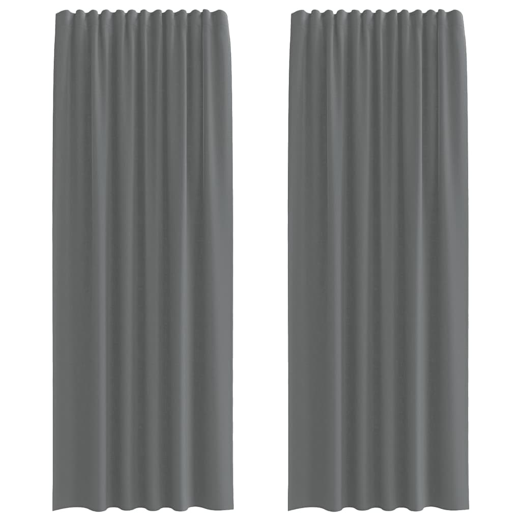 Vidaxl rideaux voile avec passe-tringles 2 pcs gris foncé