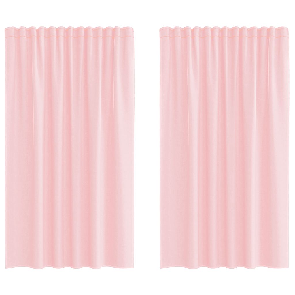 Vidaxl rideaux voile avec passe-tringles 2 pcs rose clair