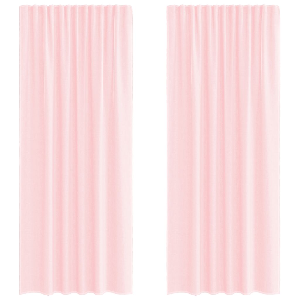 Vidaxl rideaux voile avec passe-tringles 2 pcs rose clair