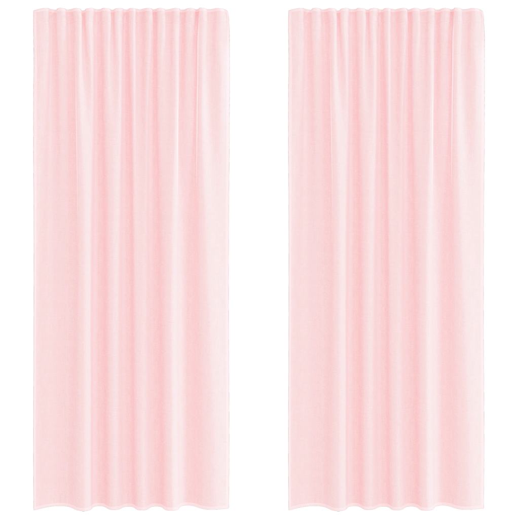 Vidaxl rideaux voile avec passe-tringles 2 pcs rose clair