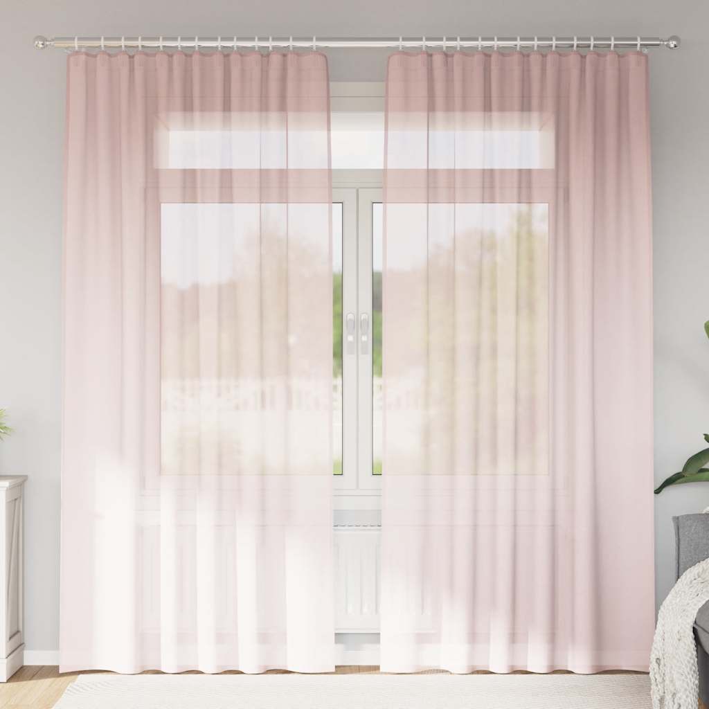Vidaxl rideaux voile avec passe-tringles 2 pcs rose clair