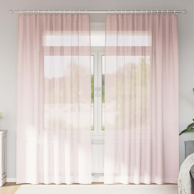 Vidaxl rideaux voile avec passe-tringles 2 pcs rose clair