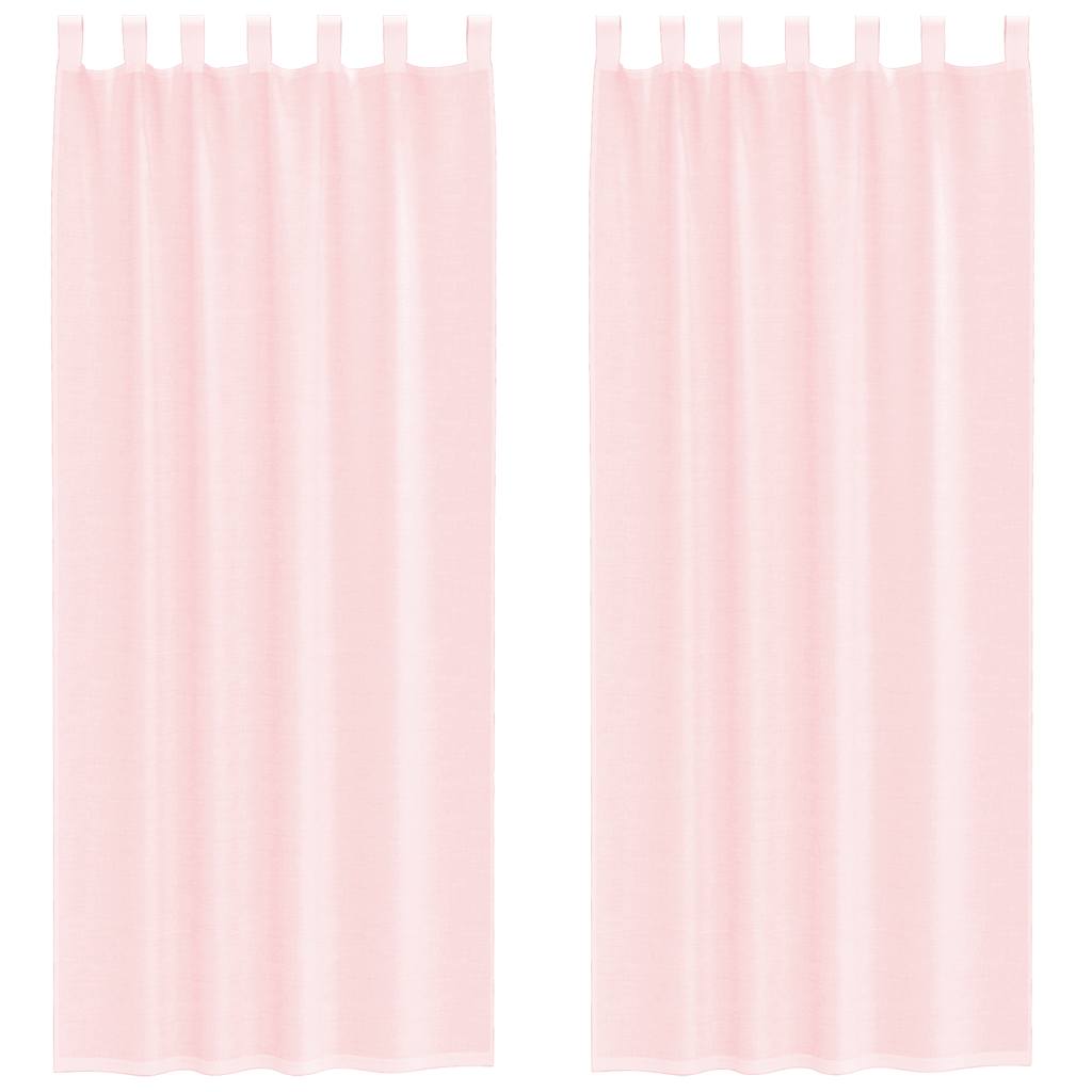 Vidaxl rideaux voile avec passe-tringles 2 pcs rose clair