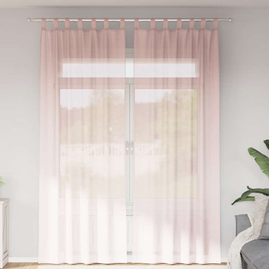 Vidaxl rideaux voile avec passe-tringles 2 pcs rose clair