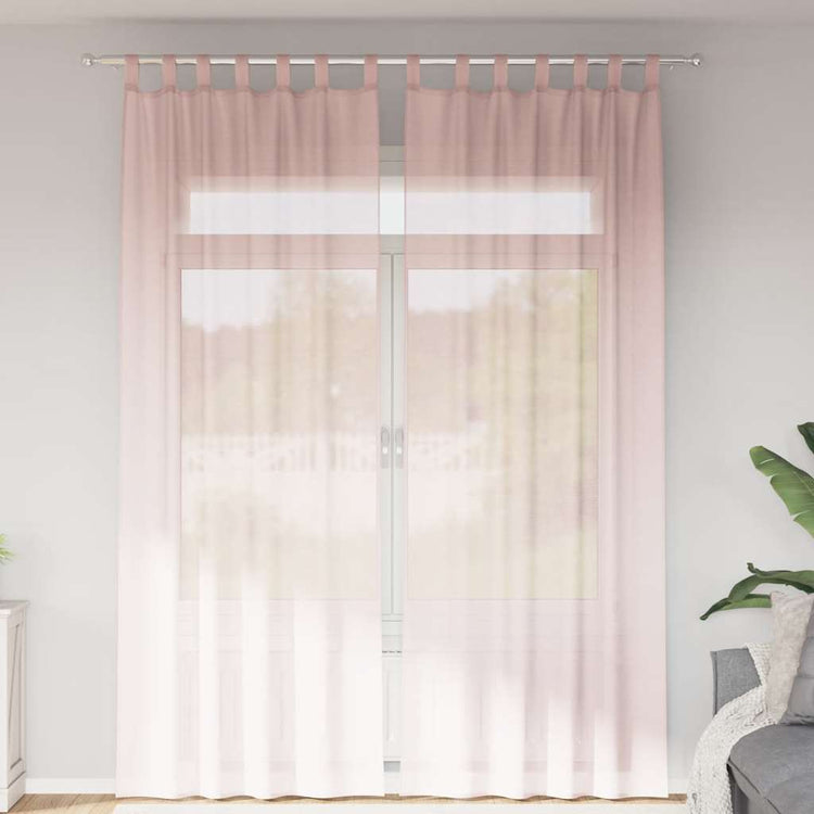 Vidaxl rideaux voile avec passe-tringles 2 pcs rose clair