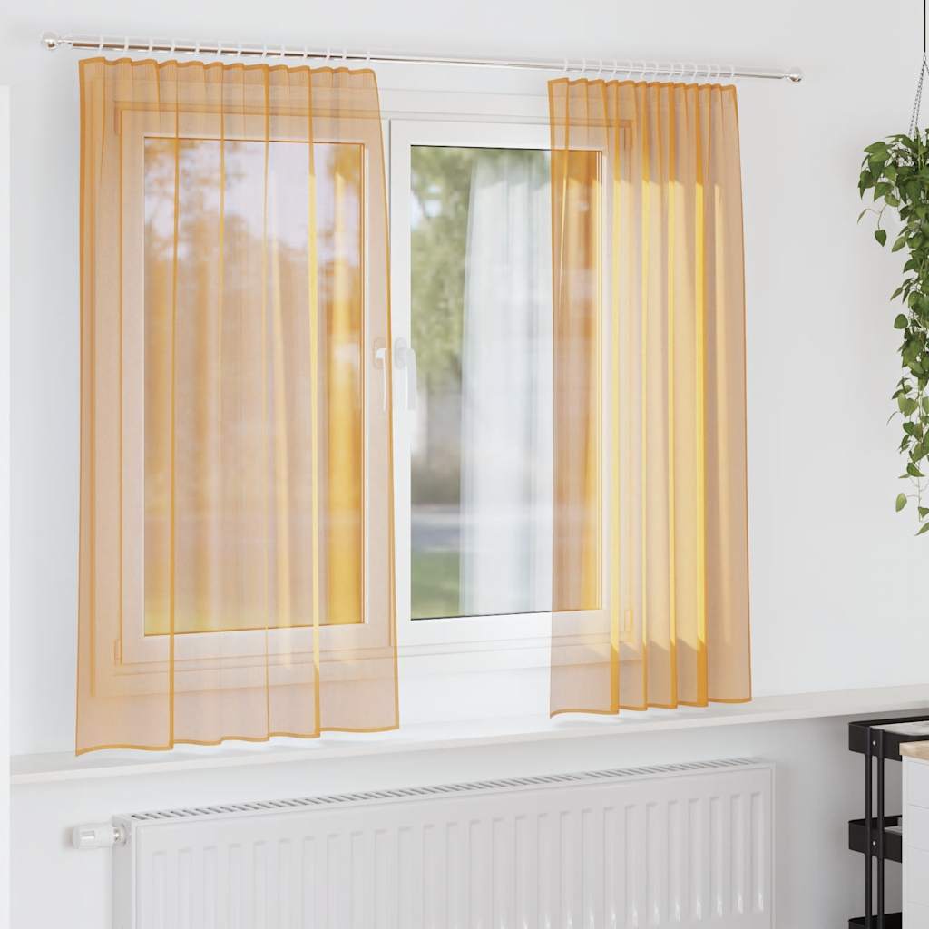 Vidaxl rideaux voile avec passe-tringles 2 pcs orange