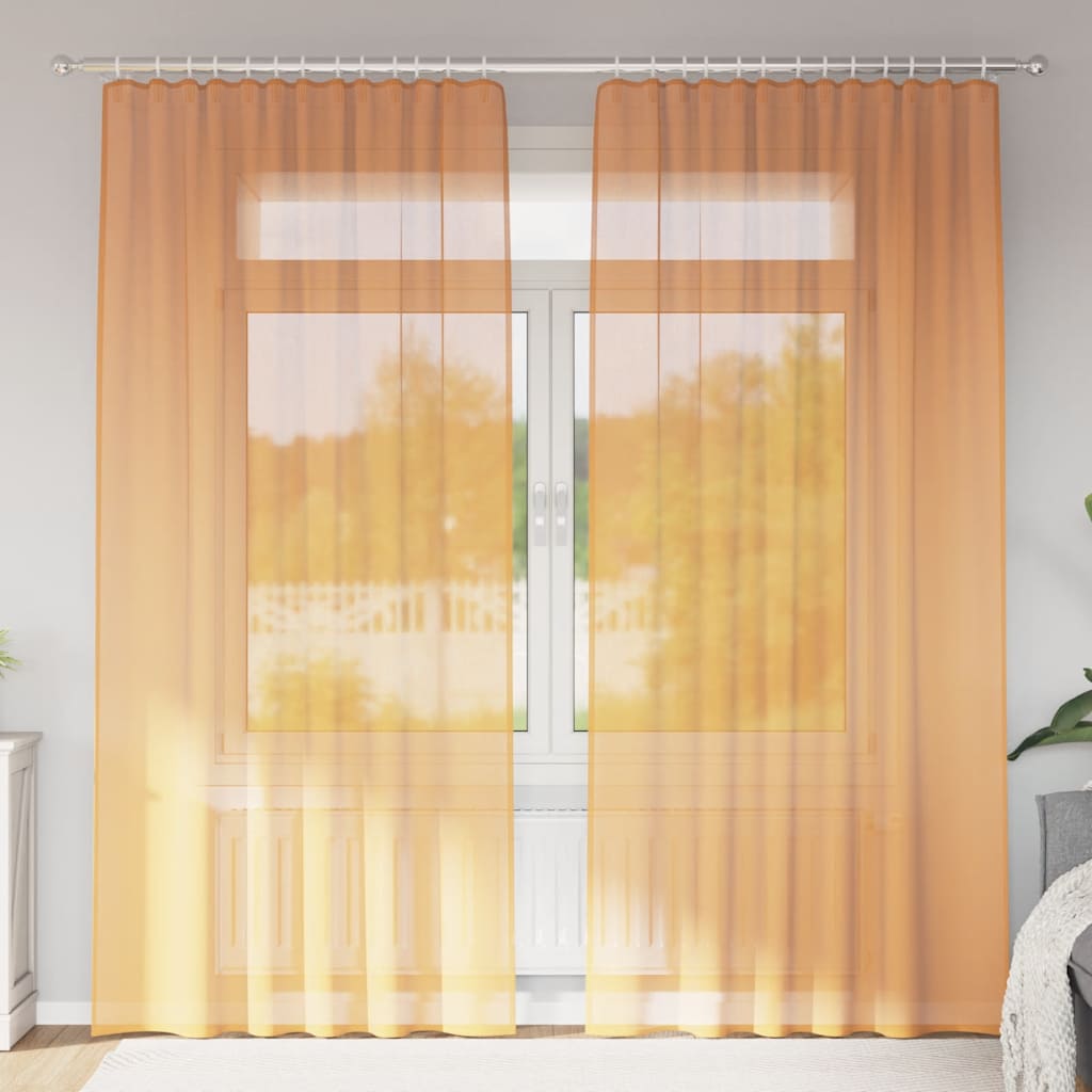 Vidaxl rideaux voile avec passe-tringles 2 pcs orange