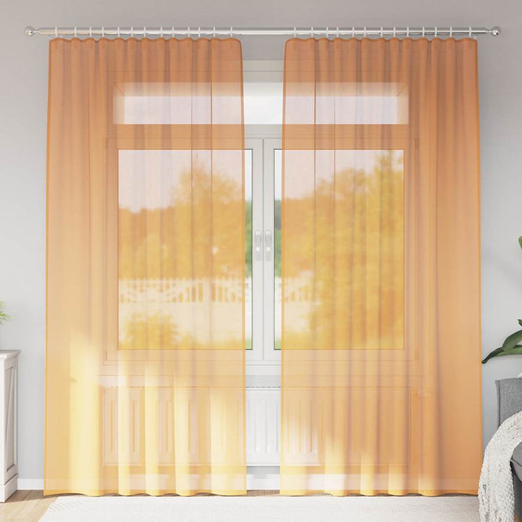 Vidaxl rideaux voile avec passe-tringles 2 pcs orange