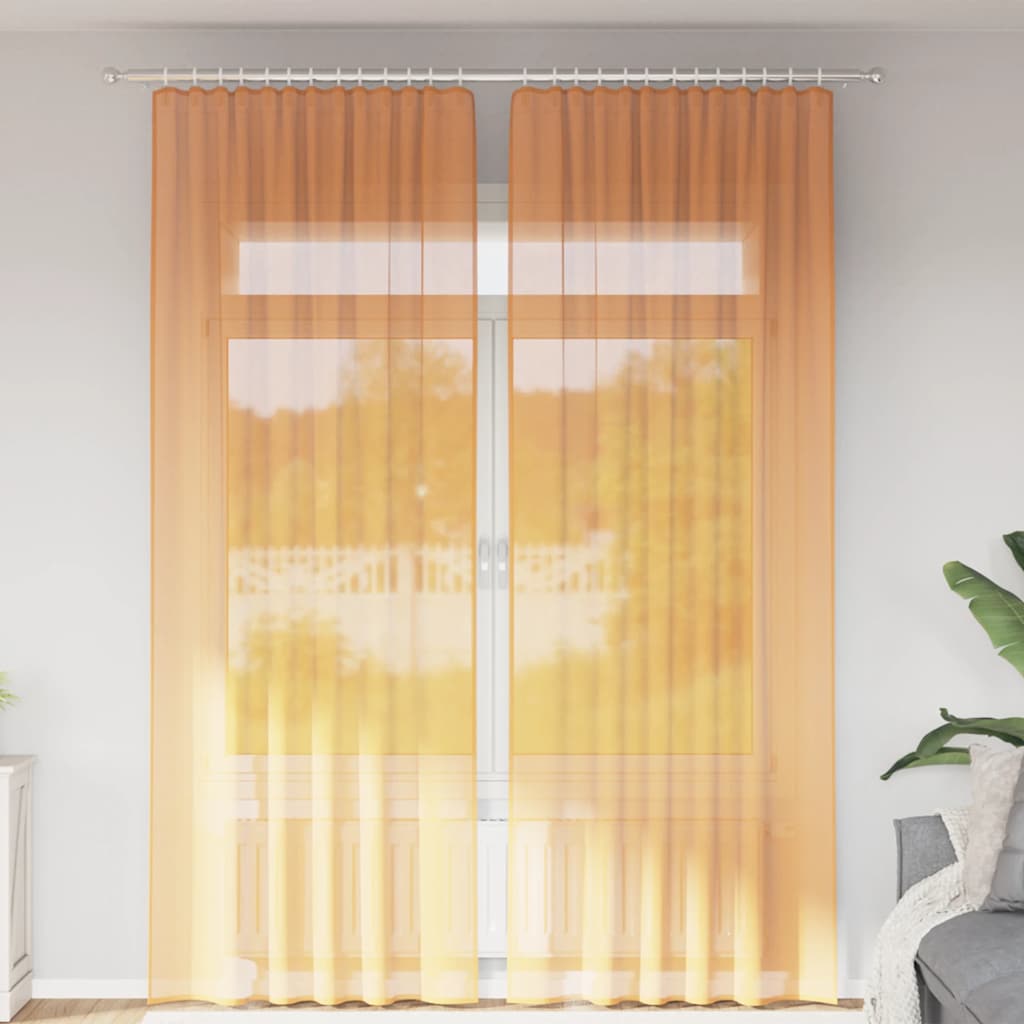 Vidaxl rideaux voile avec passe-tringles 2 pcs orange