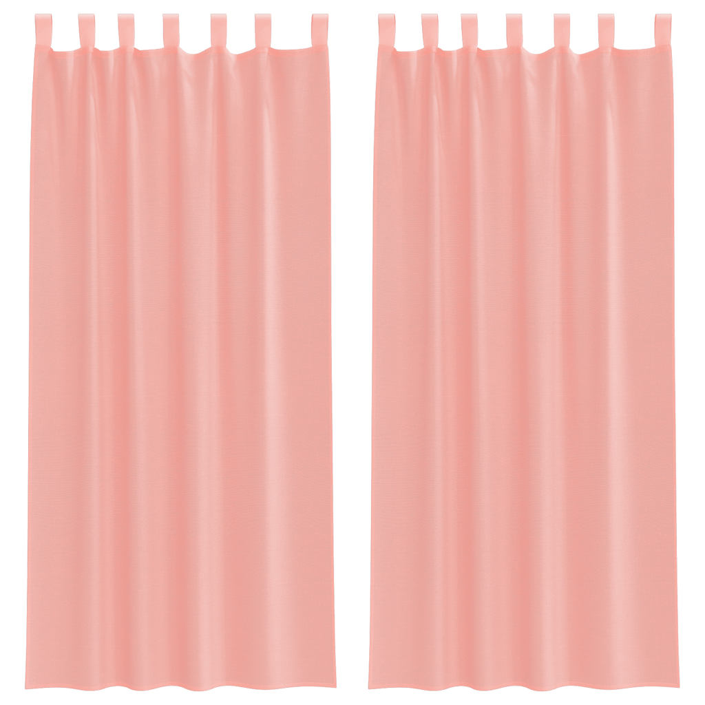 Vidaxl rideaux voile avec passe-tringles 2 pcs rose
