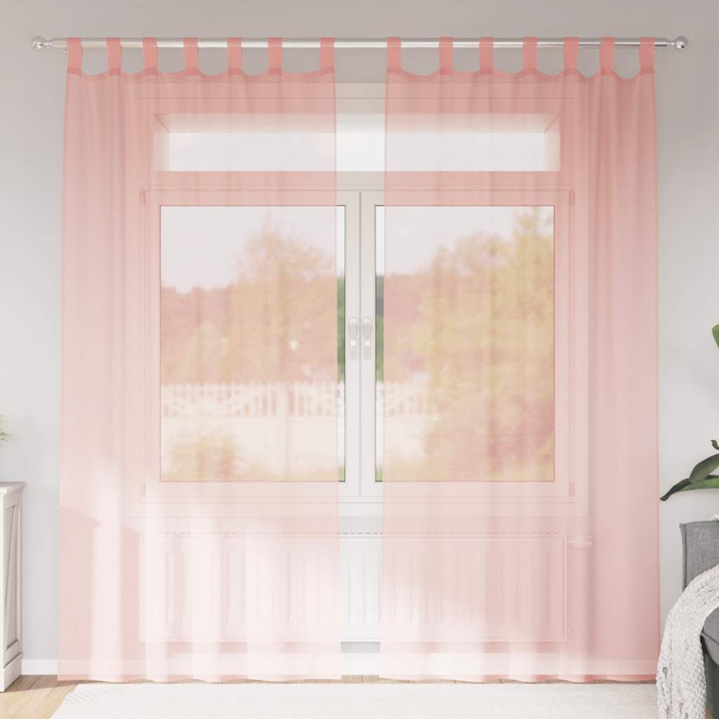 Vidaxl rideaux voile avec passe-tringles 2 pcs rose