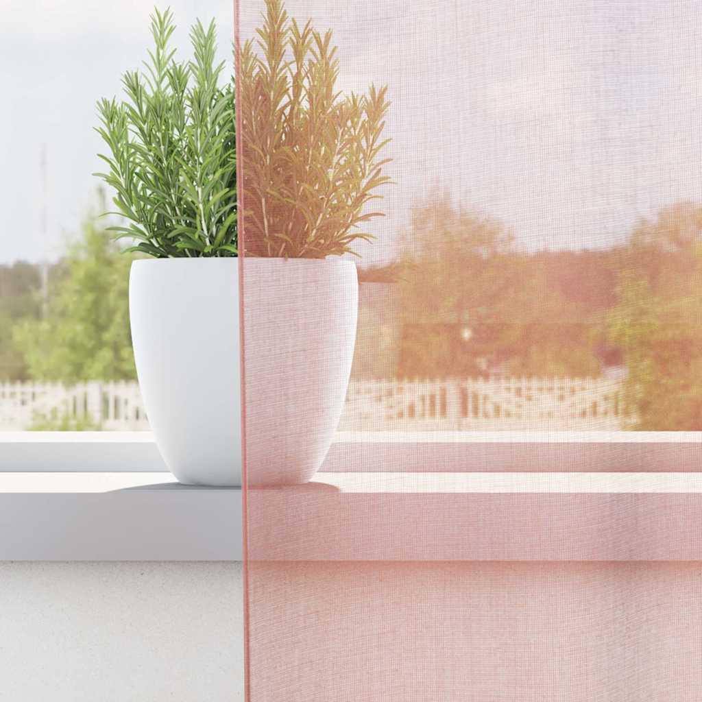 Vidaxl rideaux voile avec passe-tringles 2 pcs rose