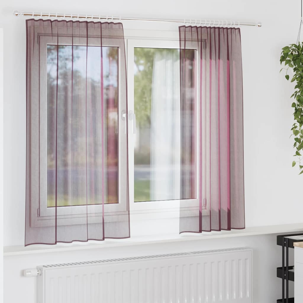 Vidaxl rideaux voile avec passe-tringles 2 pcs violet