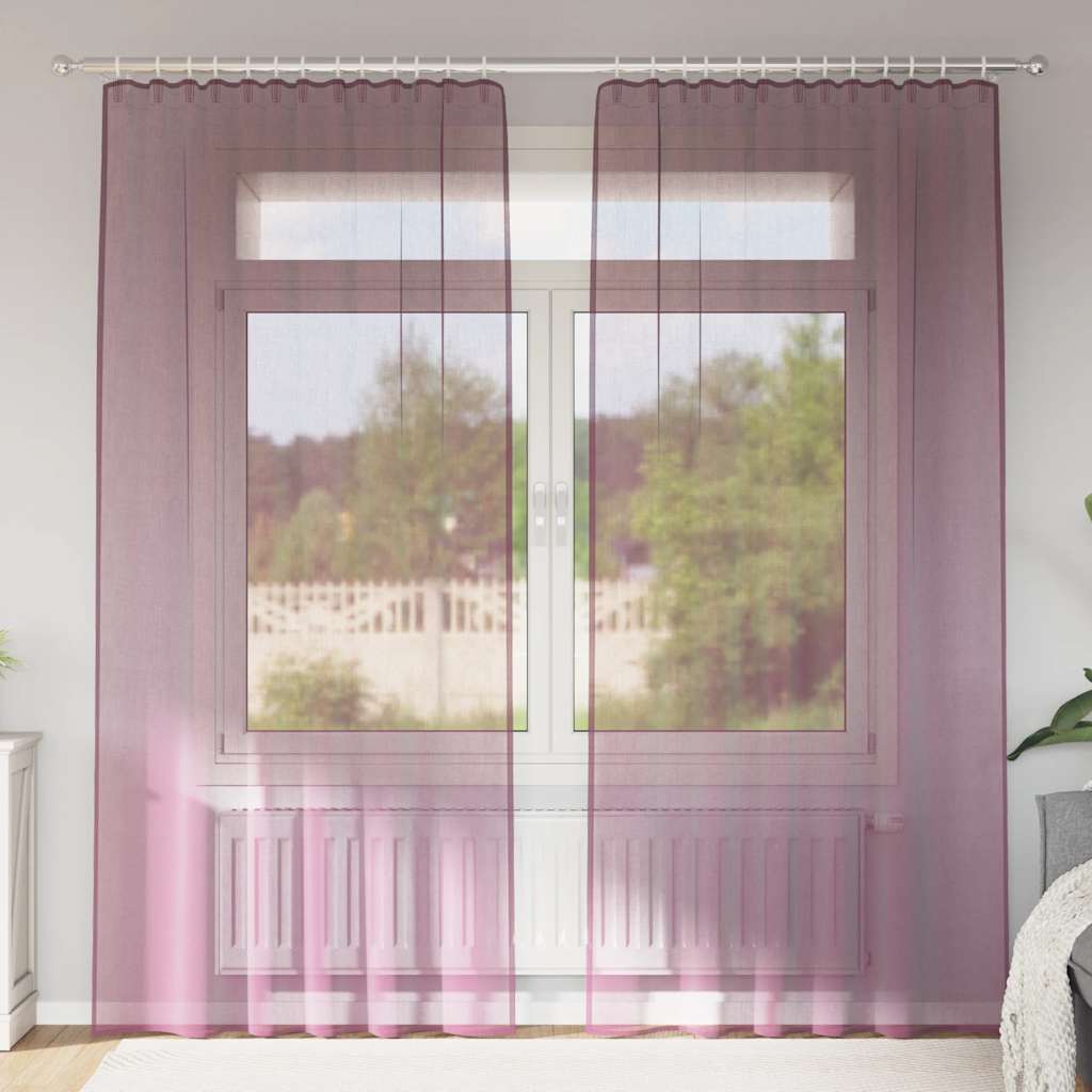 Vidaxl rideaux voile avec passe-tringles 2 pcs violet