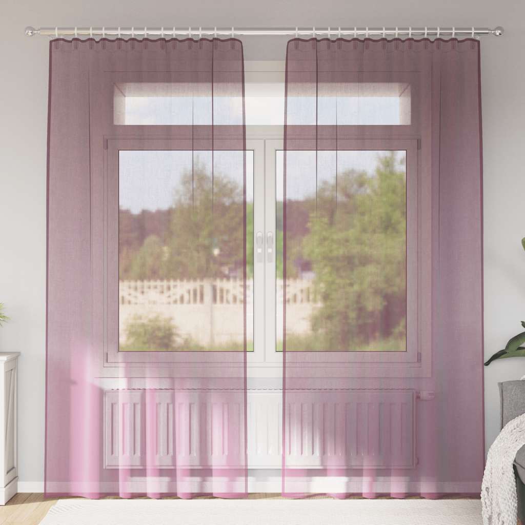 Vidaxl rideaux voile avec passe-tringles 2 pcs violet