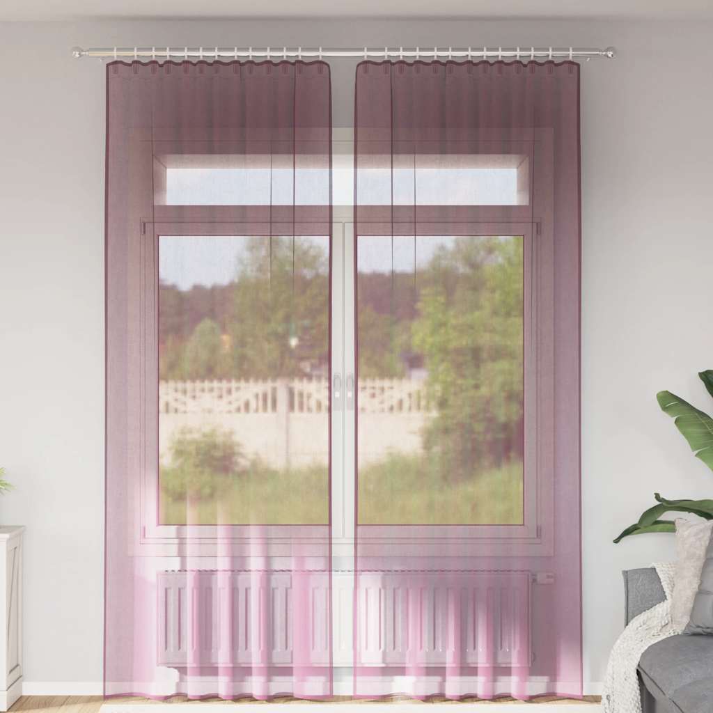 Vidaxl rideaux voile avec passe-tringles 2 pcs violet