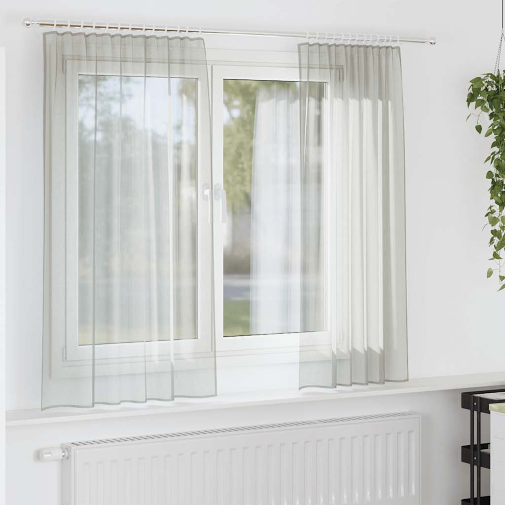 Vidaxl rideaux voile avec passe-tringles 2 pcs gris clair