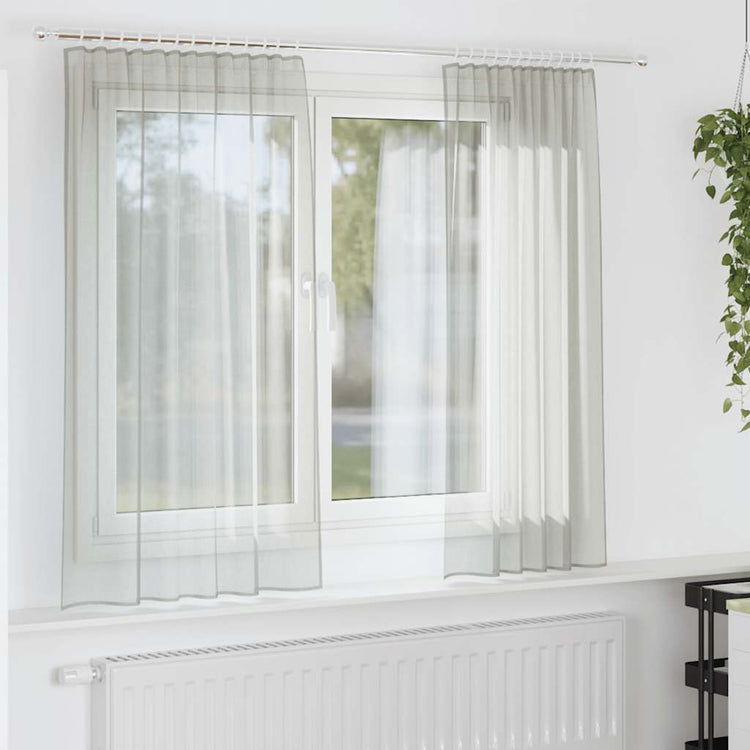 Vidaxl rideaux voile avec passe-tringles 2 pcs gris clair