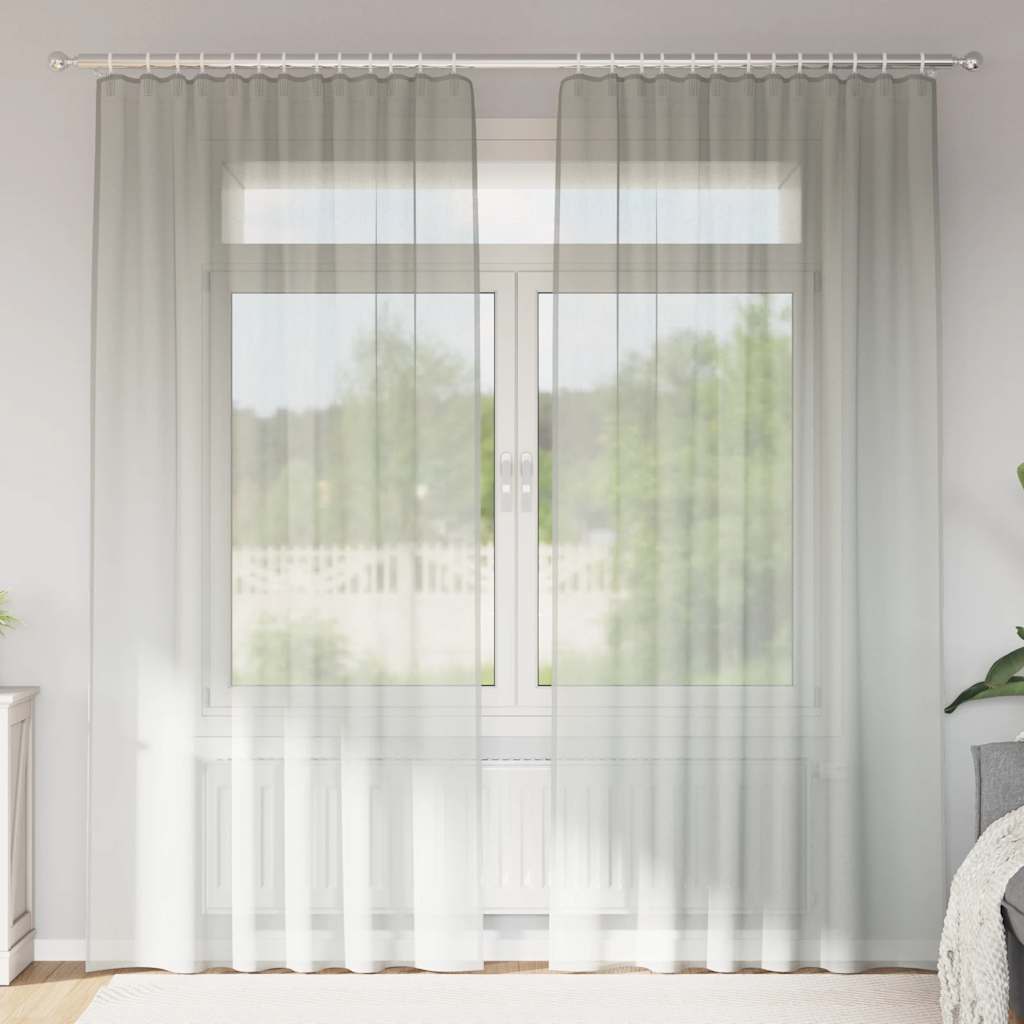 Vidaxl rideaux voile avec passe-tringles 2 pcs gris clair