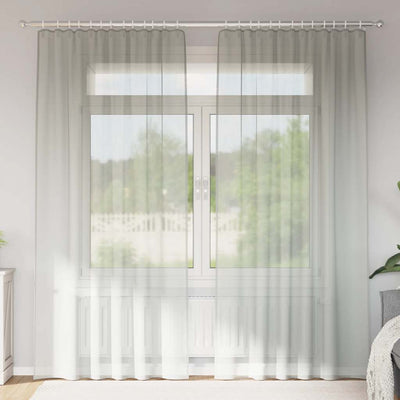 Vidaxl rideaux voile avec passe-tringles 2 pcs gris clair
