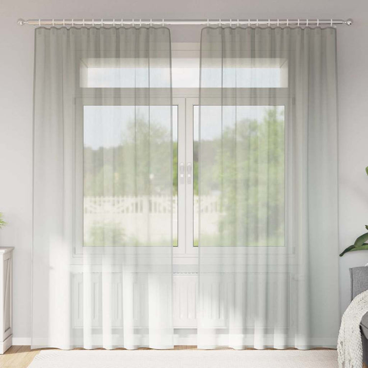 Vidaxl rideaux voile avec passe-tringles 2 pcs gris clair