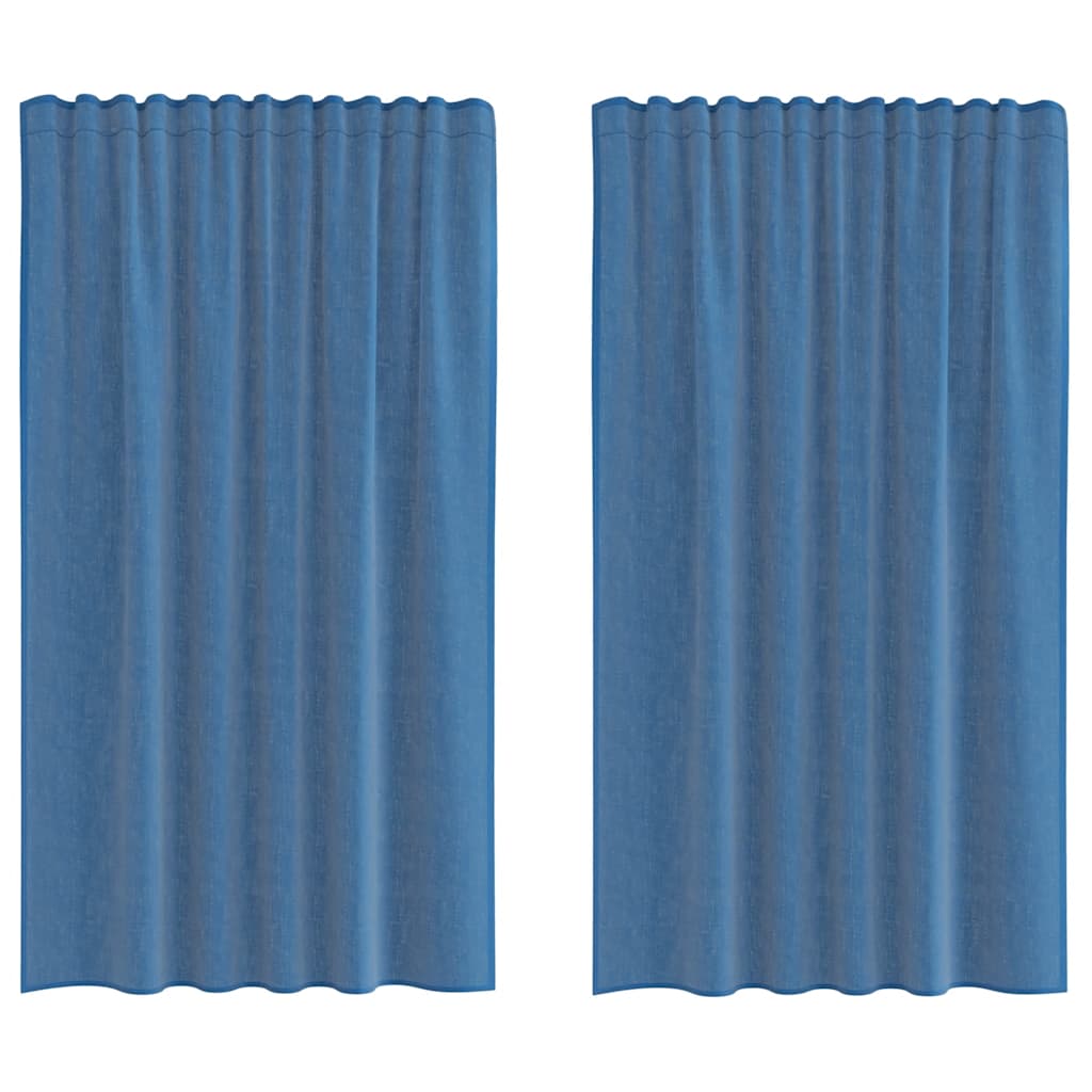 Vidaxl rideaux voile avec passe-tringles 2 pcs bleu royal