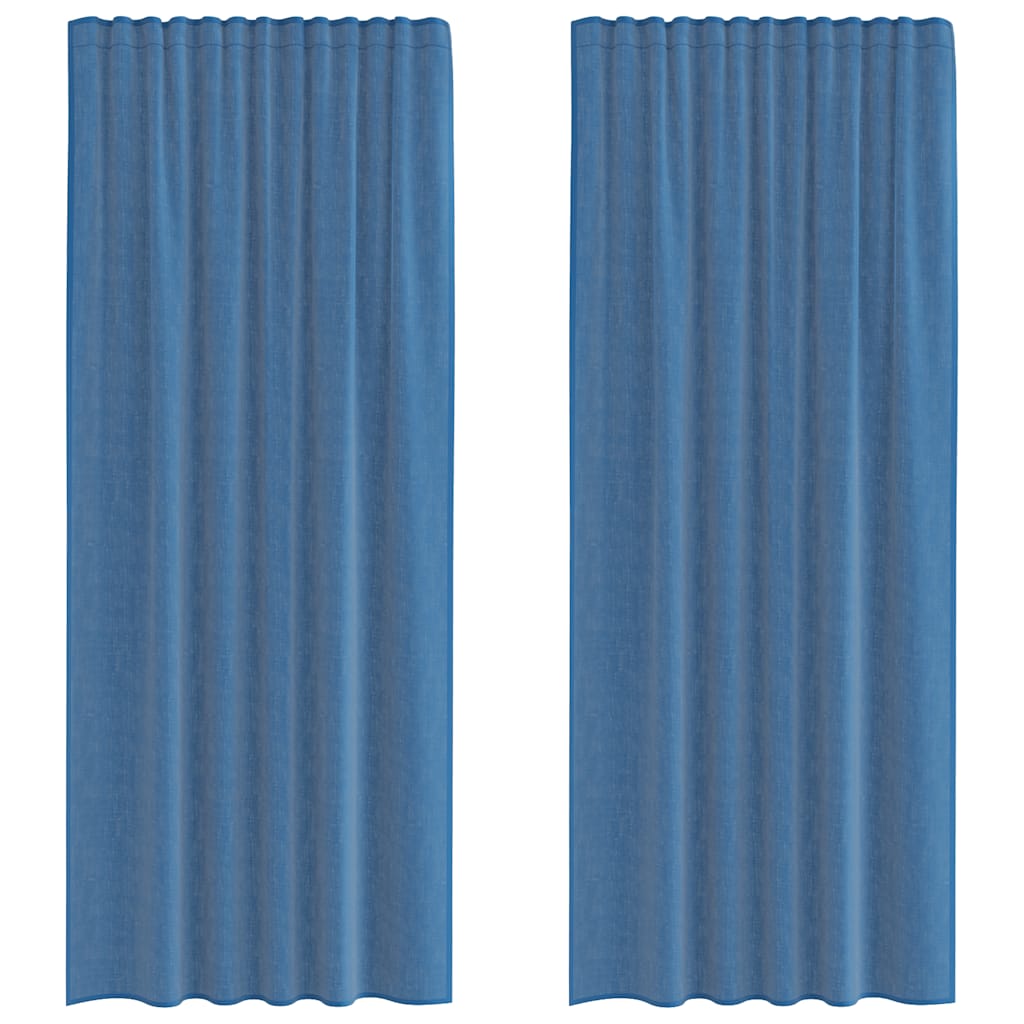 Vidaxl rideaux voile avec passe-tringles 2 pcs bleu royal